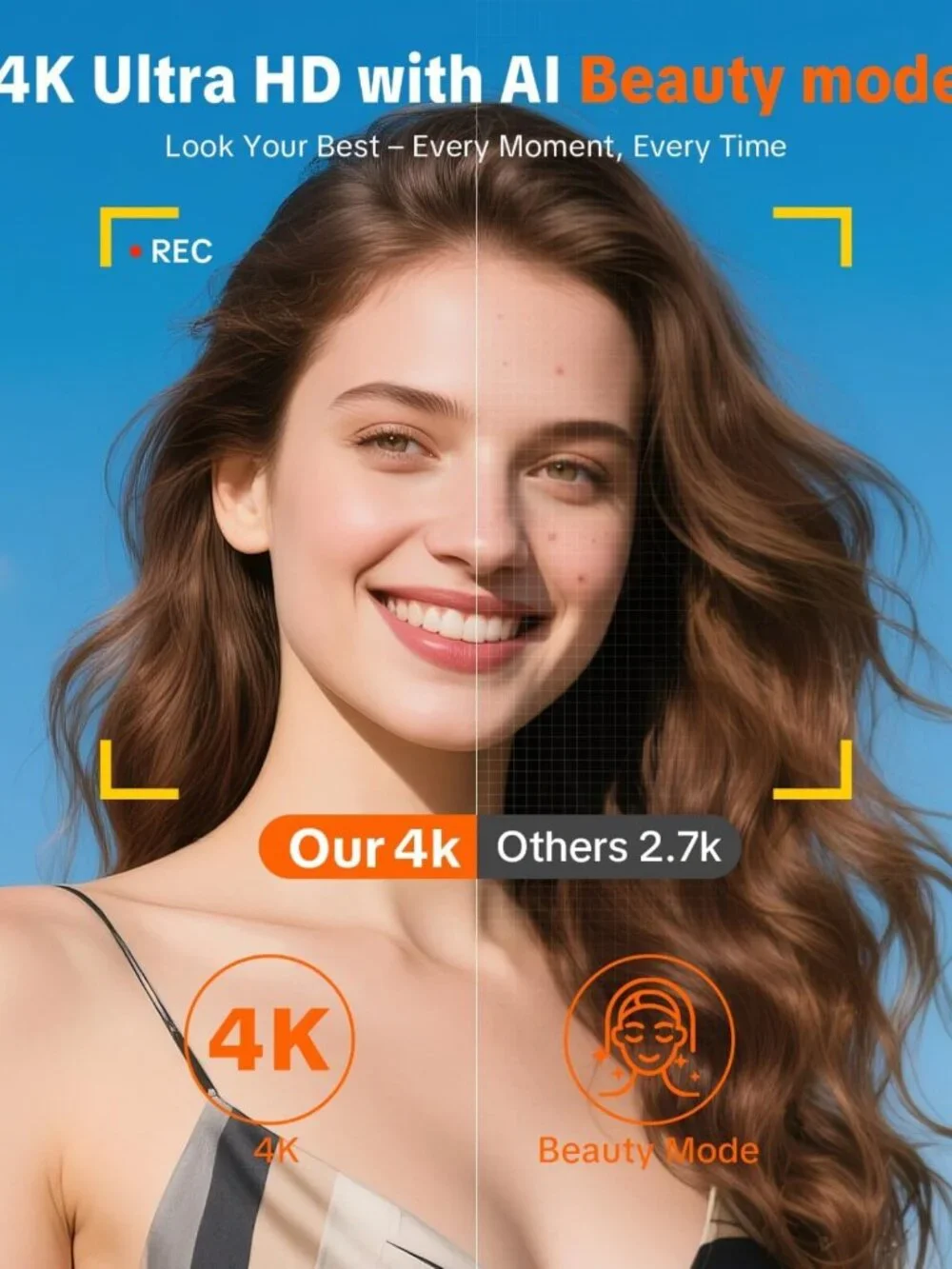 4K Digital Camera with 180° Flip Screen, 64MP Vlogging & Photography, 16X Zoom